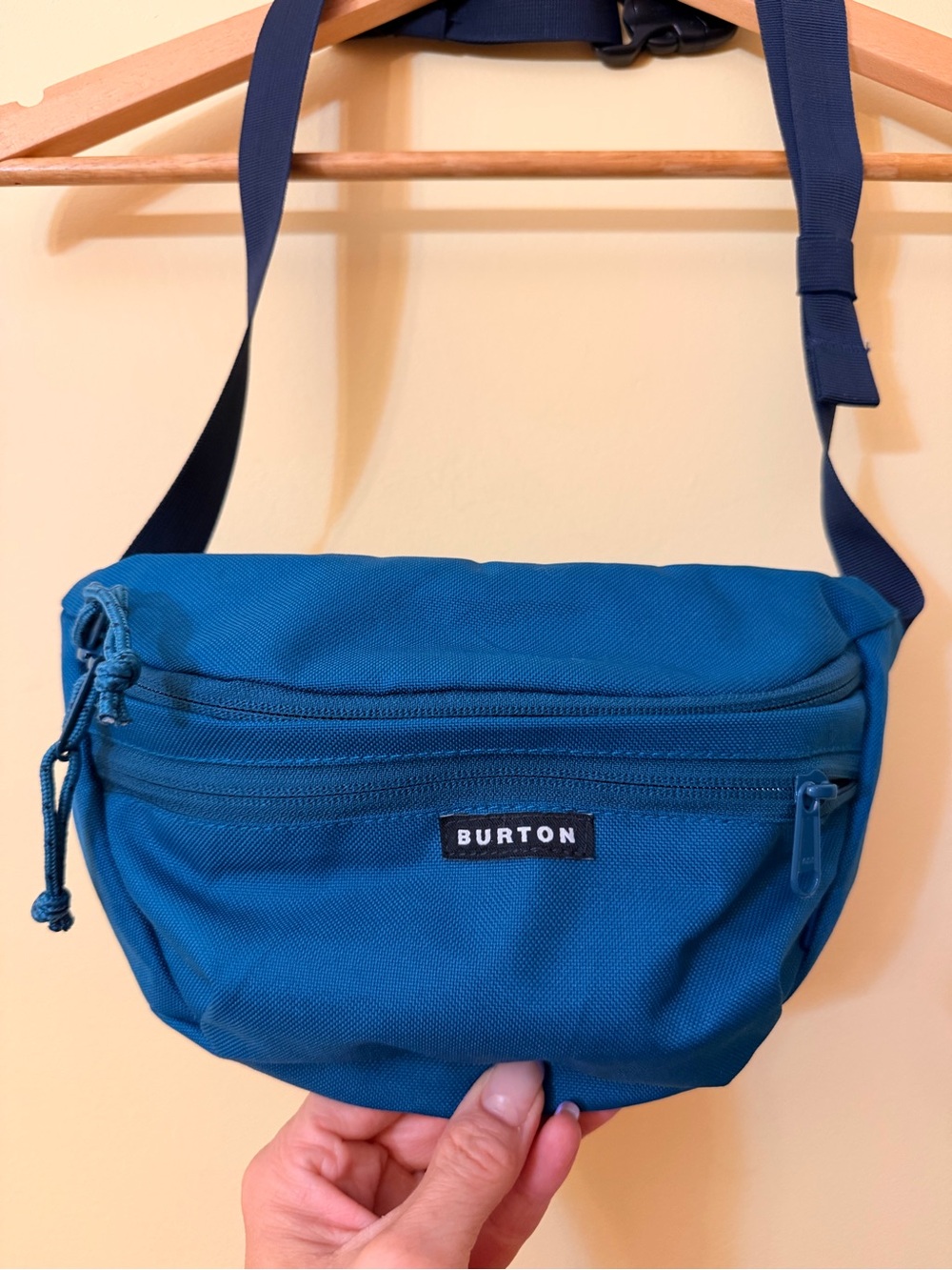 Burton Blue Crossbody Waist Bag Adjustable Strap Multiple Zip Pockets